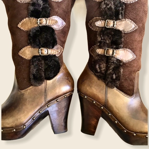 RARE Frye Ella Shearling Sheepskin FoldOver Boot - Picture 3 of 16